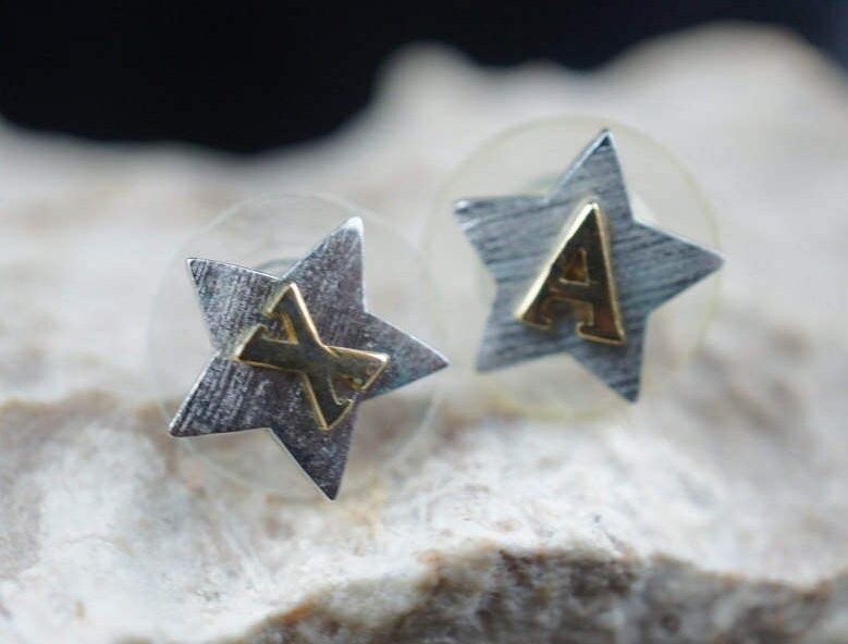 Vintage Ax Armani Wechselohrringe Sterne Ohrringe Stern Art Deco Modernist L054 von LOVNTG