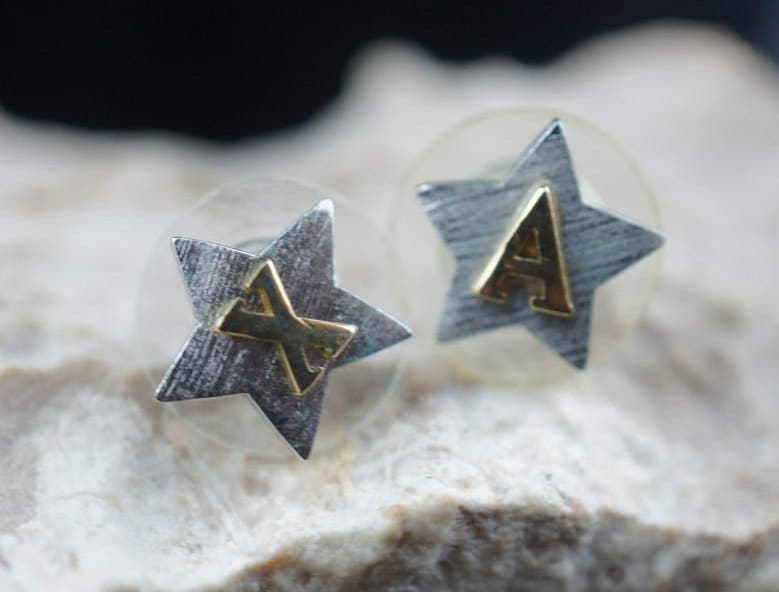 Vintage Ax Armani Wechselohrringe Sterne Ohrringe Stern Art Deco Modernist L054 von LOVNTG