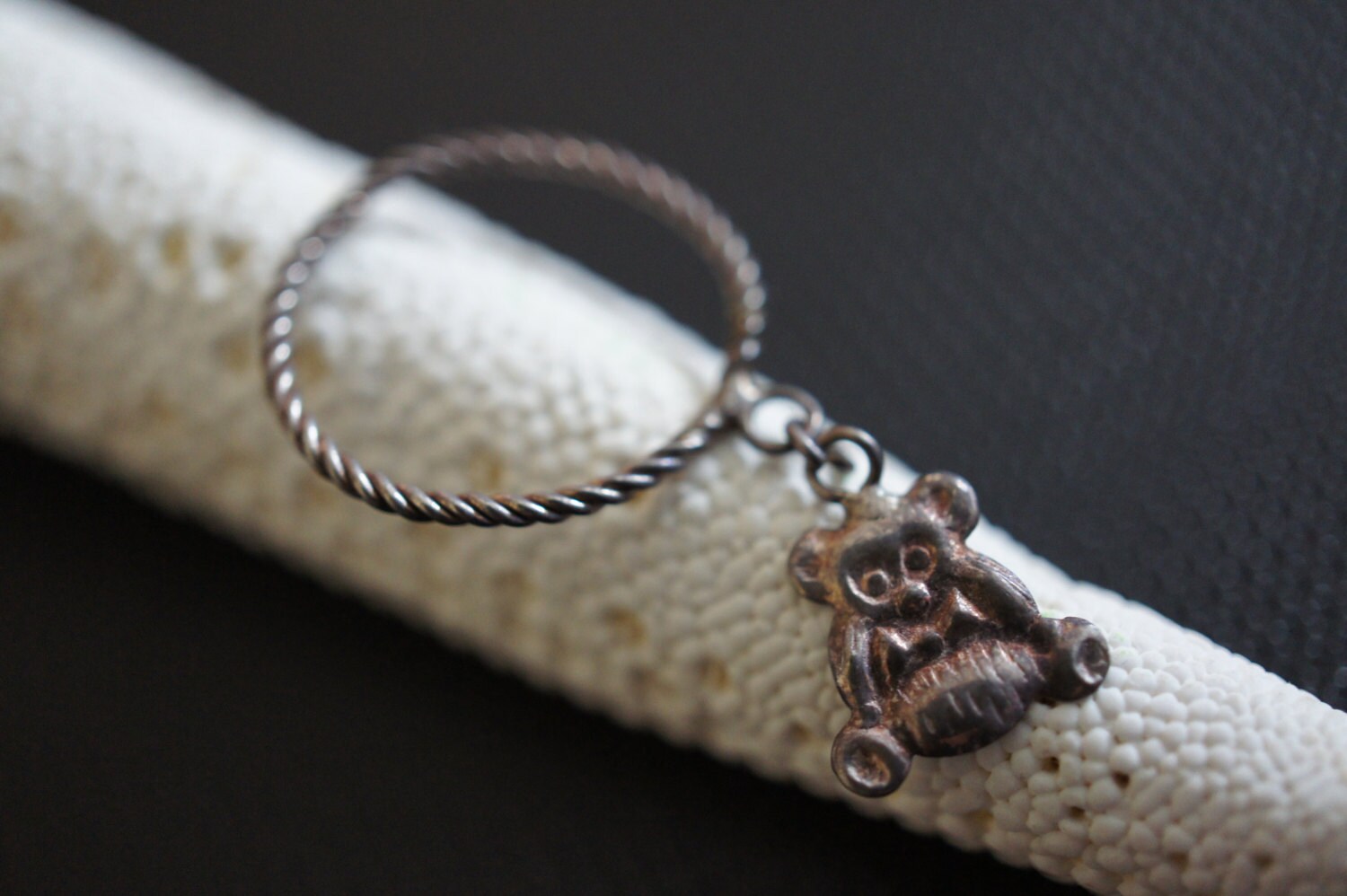 Vintage Baby Teddybär Ring Oder Anhänger Sterlingsilber 925 Sammlerstücke Charm Größe 5 Z-043 von LOVNTG