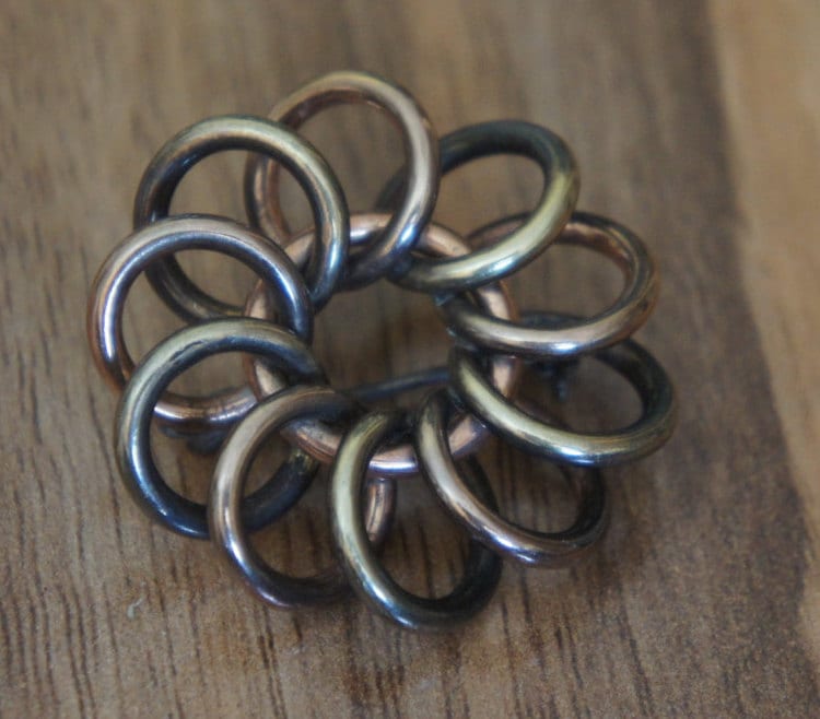 Vintage Schmuck Brosche Design Blumen Spirale 14K Gold Massiv Schwer Gerollt L-007 von LOVNTG