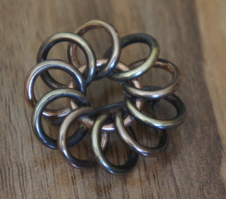 Vintage Schmuck Brosche Design Blumen Spirale 14K Gold Massiv Schwer Gerollt L-007 von LOVNTG