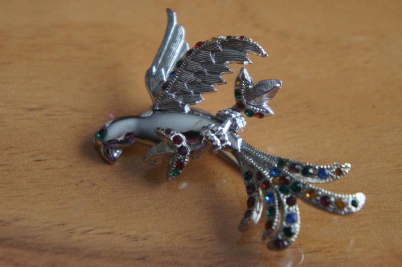 Vintage Schmuck Brosche Pin Cz Strasssteine Signiert Designer Jady L Papagei-Vogel E-144 von LOVNTG
