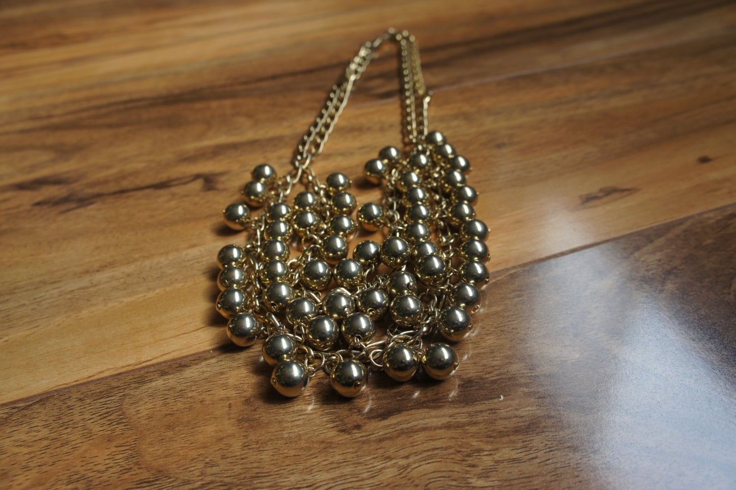 Vintage Schmuck Halskette Gold Perle Kette Zwei Strang C-036 von LOVNTG