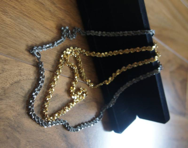 Vintage Schmuck Halskette Kette Gold Silber Track Breite Ungewöhnliches Design S-033 von LOVNTG