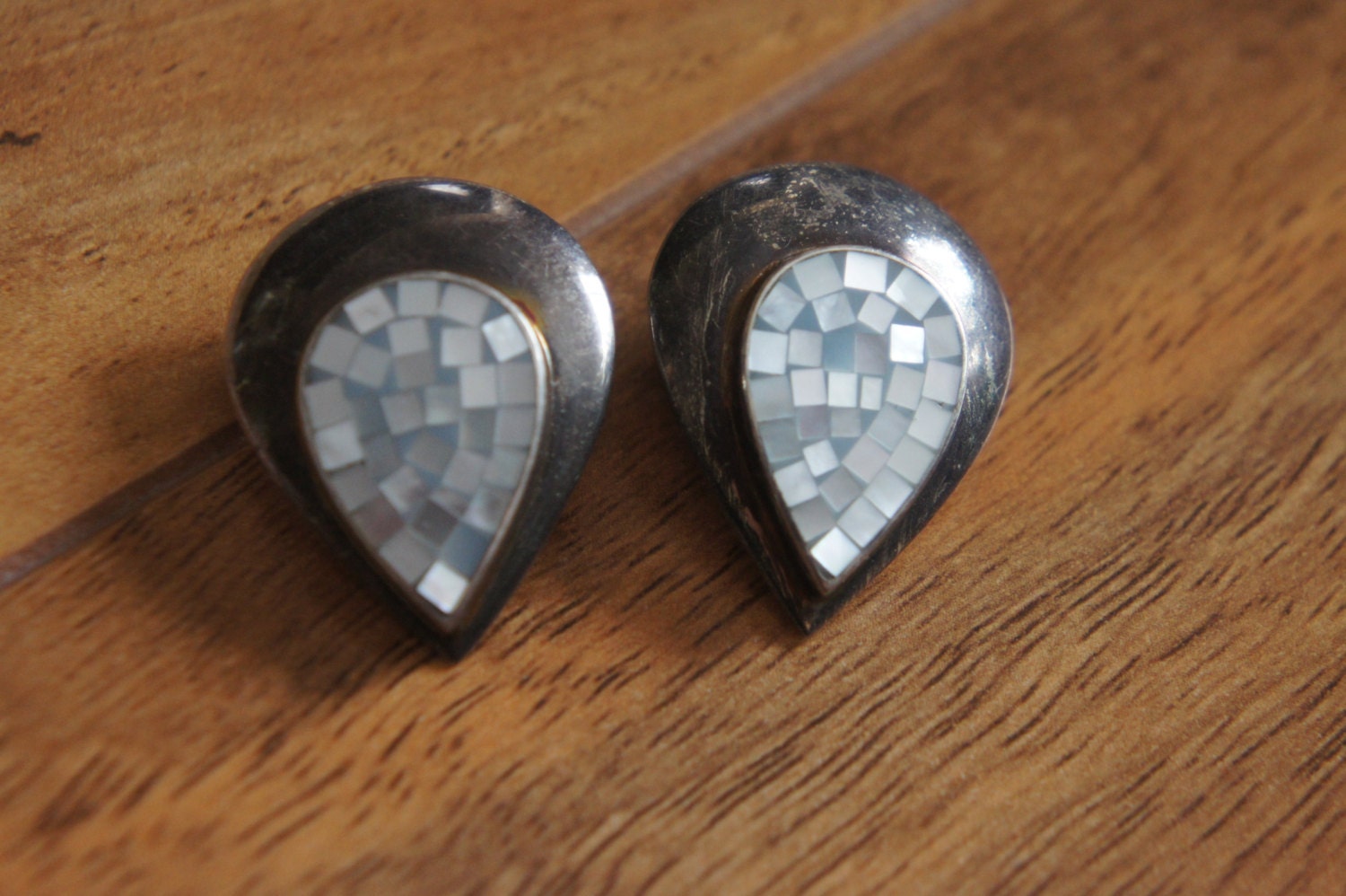 Vintage Schmuck Ohrringe Clip On Sterling Silber 925 Tear Drop Perle W-165 von LOVNTG