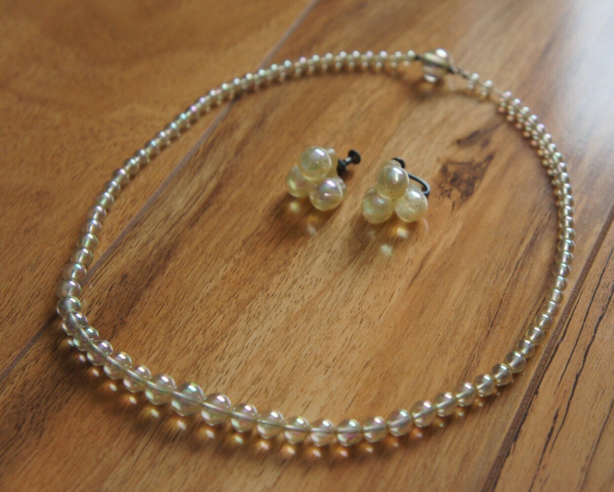 Vintage Schmuck Set 925 Sterling Silber Ohrhänger Halskette Perle -E-060 von LOVNTG