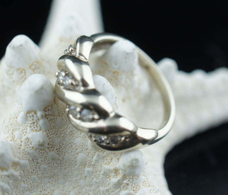 Vintage Solid 14K Goldring Diamant Weißgold Ring Massiv Schmuck Sammlerstück Größe 6, 8 /7 Hochzeit Braut Verlobung von LOVNTG