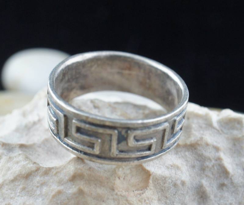 Vintage Sterling Silber Band 925 Ring Größe 10 Einfaches Design Art Deco Schmuck Hochzeit Verlobung St342 von LOVNTG