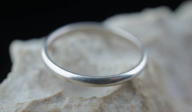 Vintage Sterling Silber Band 925 Ring Größe 8, 2 Glatt Design Art Deco Schmuck Hochzeit Verlobung Cc102 von LOVNTG