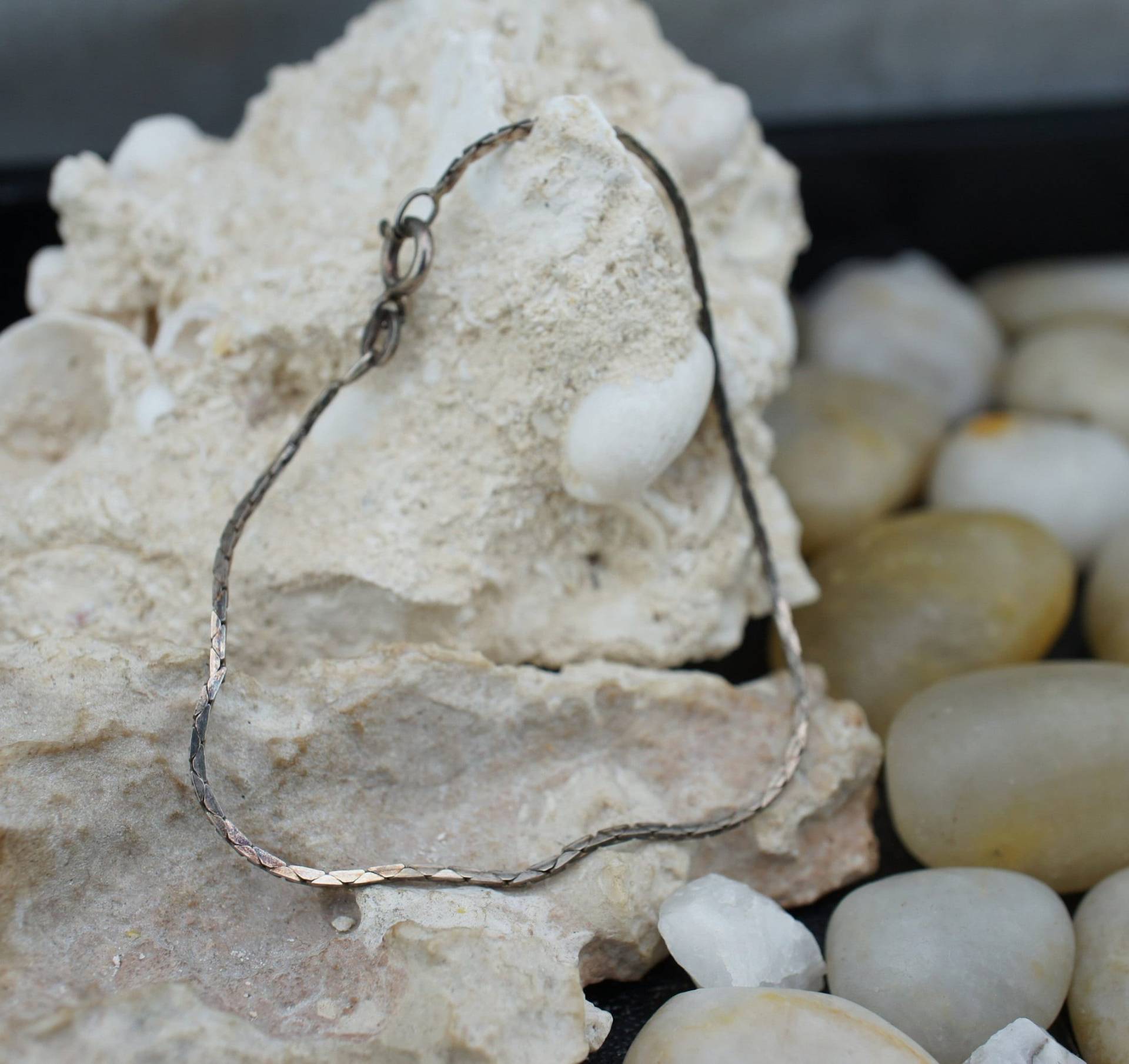 sterlingsilber 925 Vintage Art Deco Armband Italien Anker Motiv Schlange Armbandkette Schmale 7'' Lang Modern Art-Deco-st618 von LOVNTG