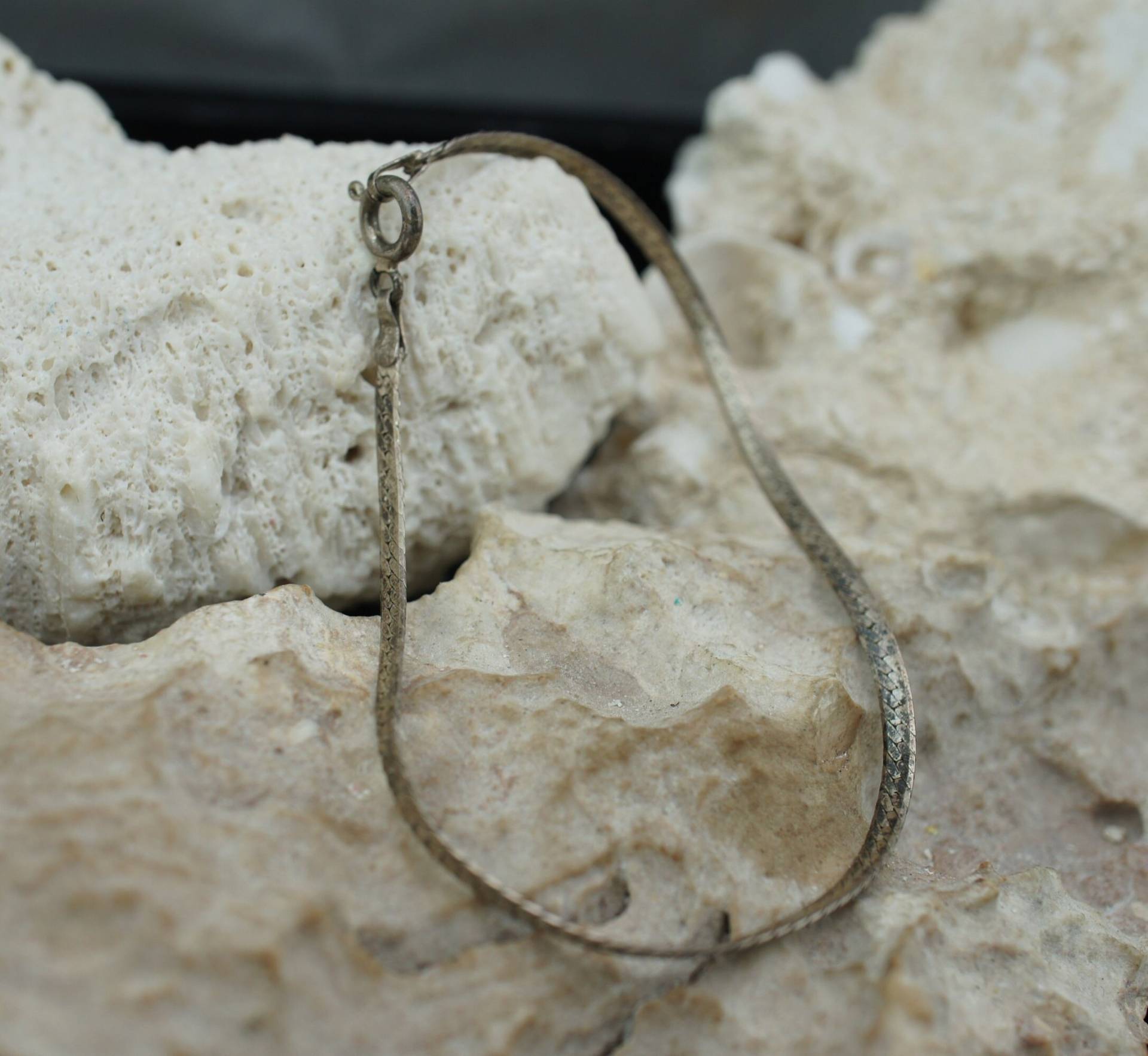 sterlingsilber 925 Vintage Art Deco Armband Italien Fischgrät Schlange Armbandkette Schmale 7'' Lang Modern Art-Deco-st617 von LOVNTG