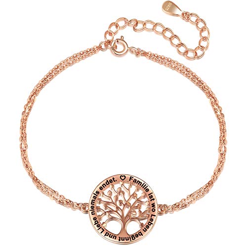 LOVORDS Damen Armband Gravur 925 Sterling Silber Lebensbaum Familie Kreis Geschenk für Mutter Mama Frauen Freundin Oma Tochter von LOVORDS