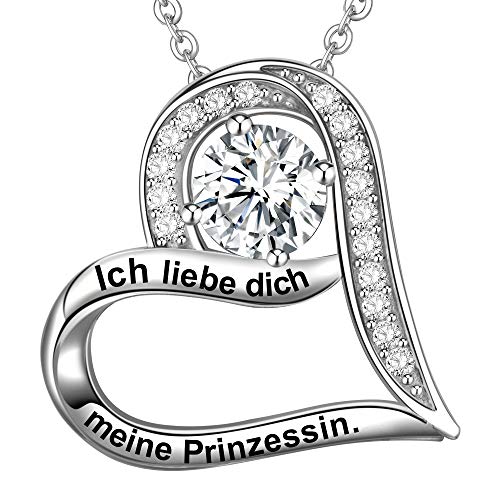 LOVORDS Damen Halskette Gravur 925 Sterling Silber Herz Kette Anhänger Liebesgeschenke für Frauen Freundin Tochter von LOVORDS