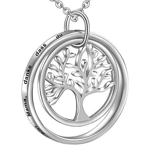 LOVORDS Damen Halskette aus 925 Sterling Silber Lebensbaum Anhänger mit Gravur Geschenk für Mama von LOVORDS