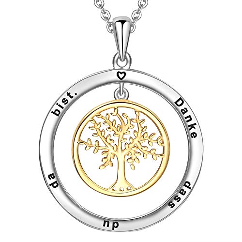 LOVORDS Damen Halskette Gravur 925 Sterling Silber Kreis Lebensbaum Kette Anhänger Geschenk für Mutter Mama Frauen Freundin Oma von LOVORDS