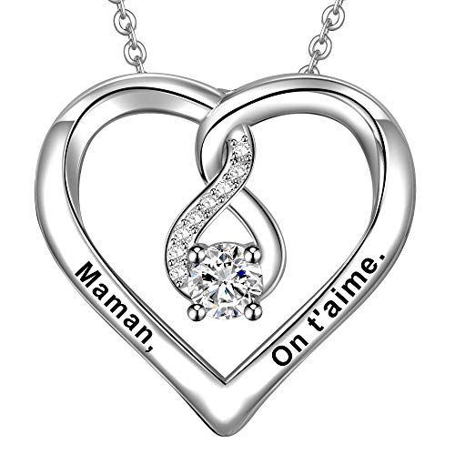 LOVORDS Damen-Halskette mit Gravur aus Silber 925/1000 Anhänger Herz und Unendlichkeitszeichen Geschenk für die Mutter, Mutter, Mutter, Tochter,, Sterling Silber, kubisches Zirkonoxid, LOVORDS Damen-Halskette mit Gravur aus Silber 925/1000 Anhänger Herz und Unendlichkeitszeichen Geschenk für die Mutter, Mutter, Mutter, Tochter,, Sterling Silber, kubisches Zirkonoxid, von LOVORDS