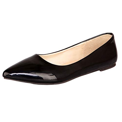 Lovouo Pumps, Ballerinas, für Damen, flach, spitz, für Schuhe, Schwarz - Schwarz - Größe: 38 EU von LOVOUO