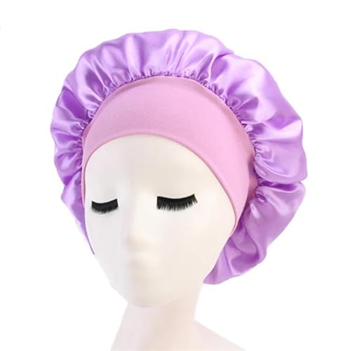 Seidenhaube Zum Schlafen 1pc Seide Kopf Wrap Dusche Kappe Einstellen Feste Satin Motorhaube Haar Styling Kappe Lange Haar Pflege Frauen Nacht Schlaf hut Haar Styling Werkzeuge FüR Seide(PURPLE) von LOVSSU