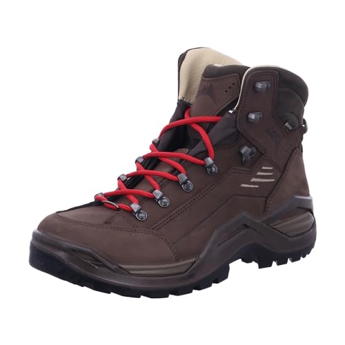 LOWA Herren RENEGADE 100 GTX MID Wanderstiefel, Espresso/Rot, Gr.41,5 von LOWA