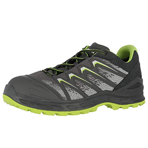 LOWA Sicherheitsschuhe LARROX Work GTX Black Low S3, Farbe:grau/Limegreen, Schuhgröße:40 (UK 6.5) von LOWA