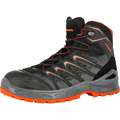 LOWA Sicherheitsschuhe LARROX Work GTX Black Mid S3, Farbe:schwarz/orange, Schuhgröße:46 (UK 11) von LOWA