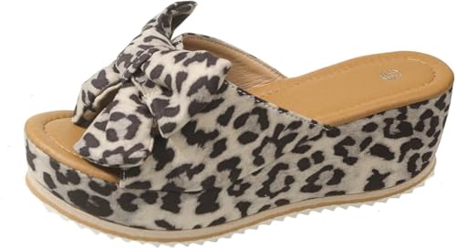 LOWVEDGK 2025 High Heeled Bow-Knot Platform Wedge Sandals Cork Wedges & Platform Slides Thick Sole Wedge Non-slip Shoes (Pattern-1,41 EU) von LOWVEDGK