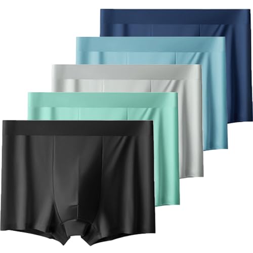 LOWVEDGK 5PCS Elegant Men's Silk Underwear Coolmerixo Ice Silk Underwear Proplshove Underwears Silk Boxers (5 Pcs,3XL(70-80kg)) von LOWVEDGK