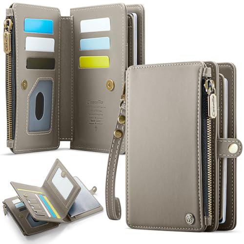 LOXO CASE Geldbörse mit RFID-Schutz und abnehmbarem Handgelenkriemen für Pendler und Auslandsreisen, Platz für Reisepass, Karten und Bargeld, Reisepasshüllen (Grau) von LOXO CASE