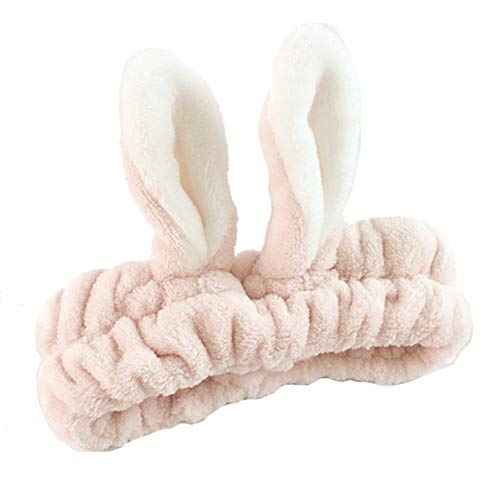 Make-up-Stirnband, Hasenohren-Haarband, niedliches Damen-Hasenohren-Plüsch-Stirnband, Gesichtswäsche, elastisches Haarband, Kopfbedeckung, Blau(Beige) von LOYKZCT