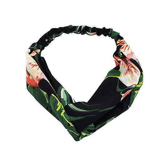 Make-up-Stirnband – Damenmode, Bananenblatt, Flamingo, Kreuz, Haarband, elastisches Stirnband, Kopfbedeckung – Schwarz(Black) von LOYKZCT