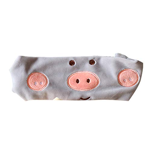 Make-up-Stirnband – schönes Cartoon-Schweinchen-Stoff-Haarband for Damen, weiches Stirnband, Haarreifen, Kopfbedeckung – Grau(Gray) von LOYKZCT