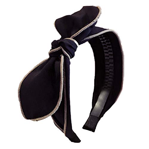 Make-up-Stirnband – süßes Damen-Haarband mit Schleife, einfarbig, breites Stoff-Stirnband, Party-Kopfband – Blau(Black) von LOYKZCT