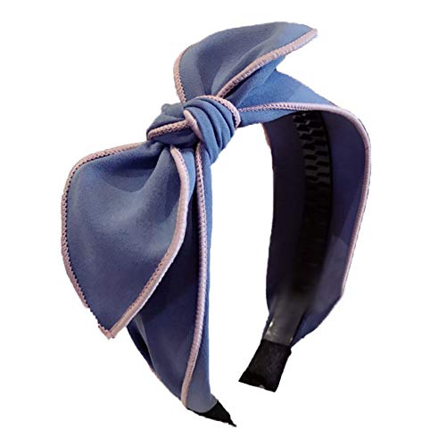 Make-up-Stirnband – süßes Damen-Haarband mit Schleife, einfarbig, breites Stoff-Stirnband, Party-Kopfband – Blau(Blue) von LOYKZCT