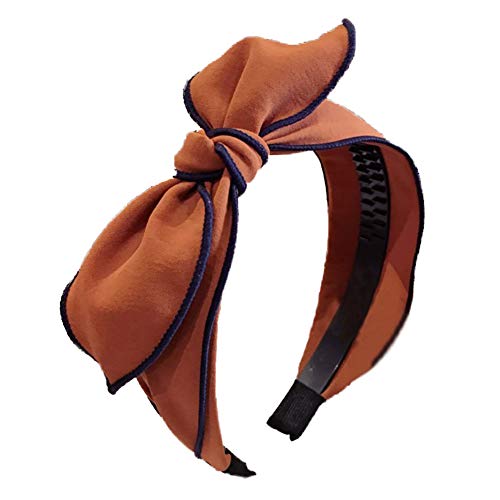 Make-up-Stirnband – süßes Damen-Haarband mit Schleife, einfarbig, breites Stoff-Stirnband, Party-Kopfband – Blau(Brick Red) von LOYKZCT