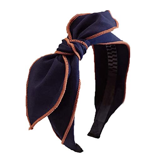 Make-up-Stirnband – süßes Damen-Haarband mit Schleife, einfarbig, breites Stoff-Stirnband, Party-Kopfband – Blau(Navy Blue) von LOYKZCT