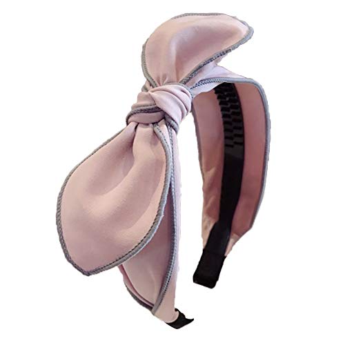 Make-up-Stirnband – süßes Damen-Haarband mit Schleife, einfarbig, breites Stoff-Stirnband, Party-Kopfband – Blau(Pink) von LOYKZCT
