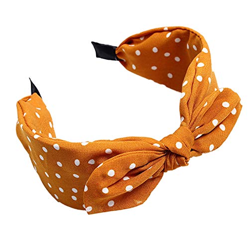 Make-up-Stirnband – süßes Polka-Dot-Print-Haarband mit Schleife for Damen, breites Band, Stoff-Stirnband, HeadTwine – Blau(Yellow) von LOYKZCT