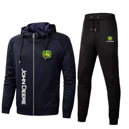 LOYOO Herren Sportswear Suit De.e.r.e Logo Kapuzenjacke und Sporthose, Outdoor Casual Zip Jogginganzug Cardigan Trainingsanzug Jungen/B/XL von LOYOO