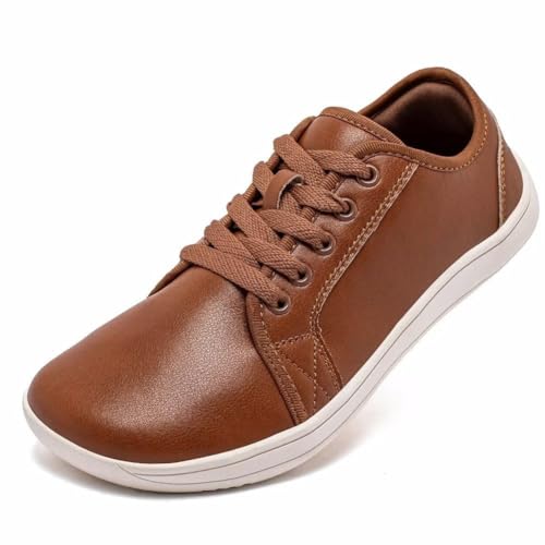 LOYYVE Schuhe Damen Schnürschuhe Weicher Boden Flache Schuhe für Damen Damen-Sneaker Wanderschuhe Schnürung leicht bequem Flache Schuhe Damen Elegant Schuhe (Brown, 42) von LOYYVE