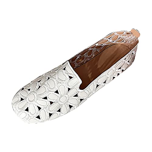 Schuhe Damen Flache Schuhe für Damen Frauen-atmungsaktives PU-Ballett-Leichter weicher runder Beleg auf Ballerina-Schuhen Damenschuhe Damen Freizeitschuhe (Beige, 39) von LOYYVE