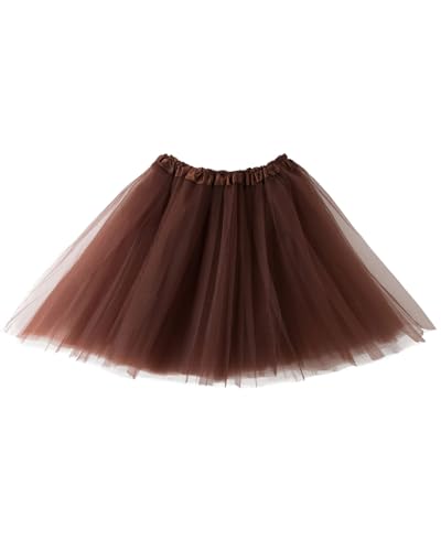 LOZTBUE 1 Stück Karneval Damen 80er Flauschiger Tüllrock Ballettrock Tüll Petticoat(Brown) von LOZTBUE