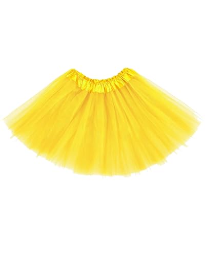 LOZTBUE 1 Stück Karneval Damen 80er Flauschiger Tüllrock Ballettrock Tüll Petticoat (Gelb) von LOZTBUE
