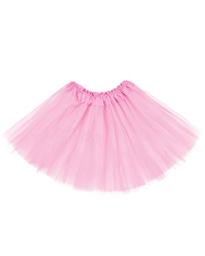 LOZTBUE 1 Stück Karneval Damen 80er Flauschiger Tüllrock Ballettrock Tüll Petticoat (Rosa) von LOZTBUE