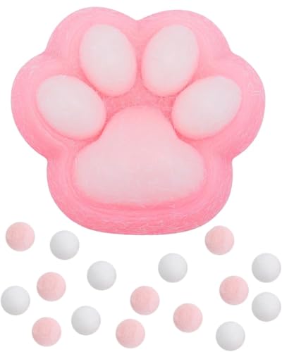 LOZTBUE 1pcs Plüschtier „Katzenpfote“, Plüschtier „Katzenpfote“ mit Ball, süßer weicher Ball, sensorisches Spielzeug für Kinder und Erwachsene (Weiß) von LOZTBUE