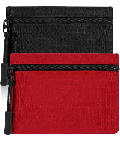 LOZTBUE 2 Mini-Geldbörsen, kleine Geldbörse aus Canvas, tragbare Geldbörse mit Reißverschlussfach für Münzen, Mini-Geldbörse für Frauen, Kinder und Mädchen (schwarz) (58) von LOZTBUE