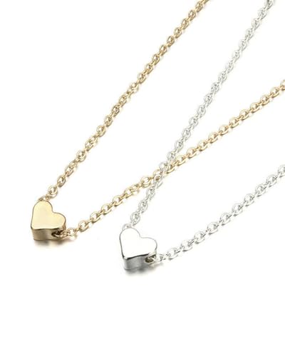 LOZTBUE 2pcs Halskette Mehrreihige Damenkette mit Anhänger, personalisierte Gold- oder Silberkette, zarte mehrreihige Kette für Damen und Mädchen,hypoallergene 18-karätig vergoldete Kette,Modeschmuck von LOZTBUE