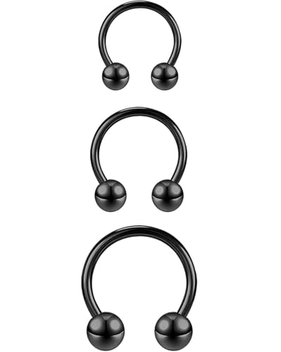 LOZTBUE 3-teiliges Nasenseptum-Piercing Silber Hufeisenring 16G Nasenring Piercing Nasenseptumring, Hufeisenpiercing hypoallergen Fake Nasenpiercing Nasenseptumring Männer Frauen von LOZTBUE