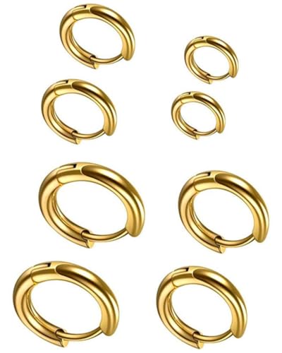 LOZTBUE 4 Paar goldene Creolen Kleine Creolen aus Edelstahl für Frauen Set Creolen aus Edelstahl Goldene Creolen Hypoallergene kleine Creolen für Frauen Männer von LOZTBUE