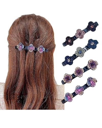 LOZTBUE 4-teiliges Haarspangen-Set mit glitzernden Strasssteinen, doppelseitige Haarspange, für Frauen und Mädchen; glitzernde, Strass-Haarspange (4 Teile) von LOZTBUE