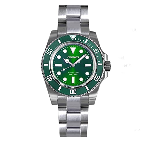 LOve Peace Cronos L6005 Luxury Diver Herrenuhren Saphirglas Edelstahl 200 Meter wasserdicht NH35 Automatik Dress Armbanduhren (Green) von love & peace